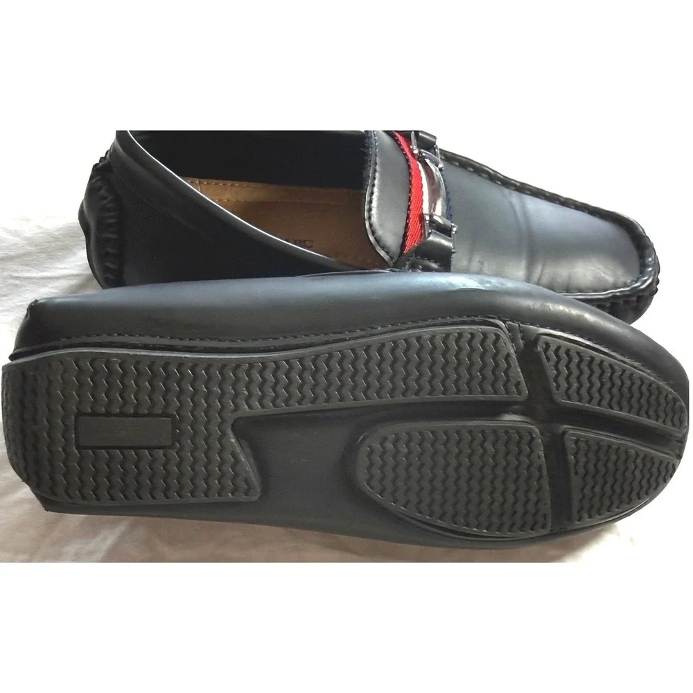 Bruno Marc Kids Black Bit Loafers SBLS218K Slip On Dress Shoes Size 1